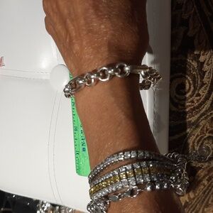 MASSIVE GENUINE SOLID STERLING SILVER CHUNKY 8" LINK CHAIN BRACELET ITALY